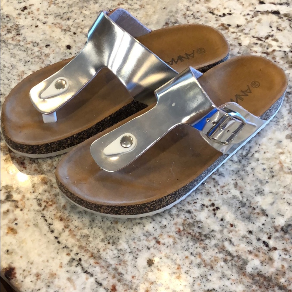 chrome thong sandals